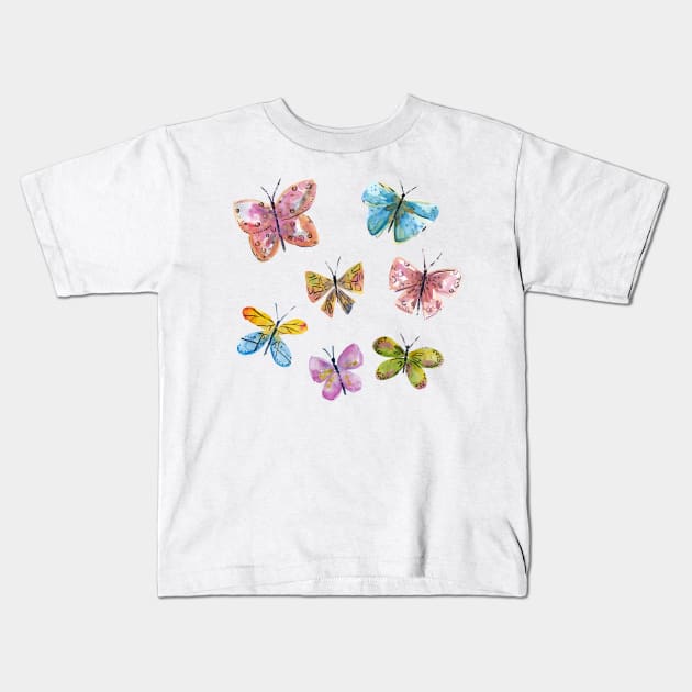 Watercolor Butterflies Kids T-Shirt by SWON Design